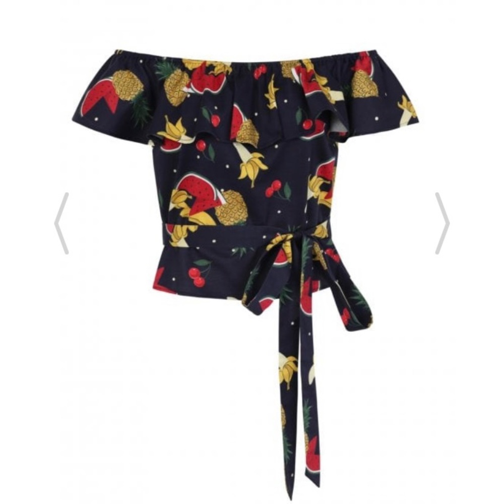 Collectif Mainline Marietta Polka Fruit Frill Top